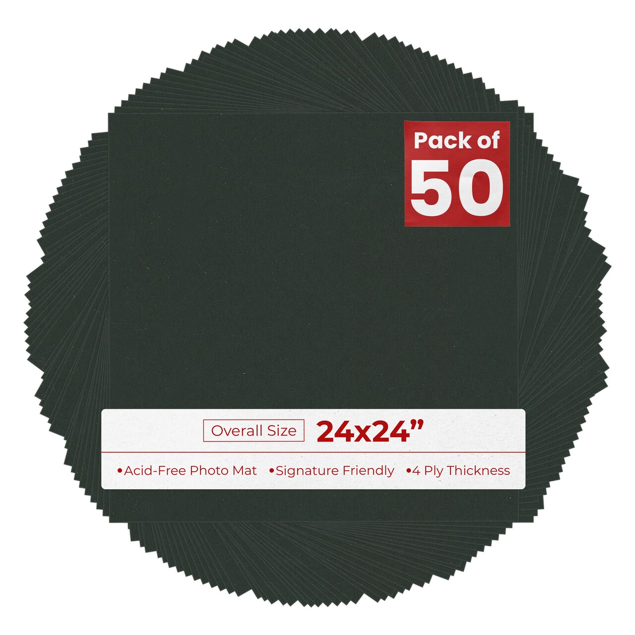 Textured Black 24x24 Uncut Mat Board - Blank Sheets, No Opening